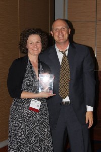 Amanda Thompson Rundahl accepts the Silver MUSE Award at the 2013 American Alliance of Museums Annual Meeting in Baltimore, MD.